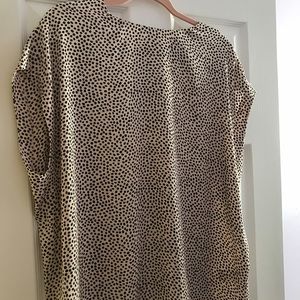 NWT LG Express Beige top w/Black polka dots